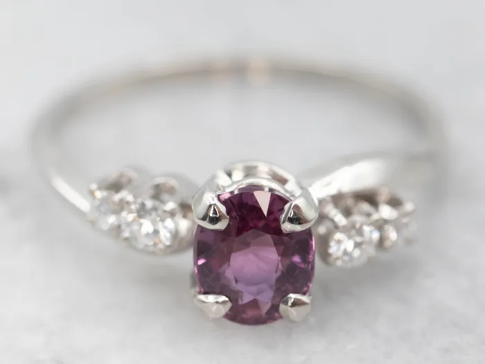 Market Square Jewelers Platinum Jabel Ruby Ring with Diamond Accents Rings
