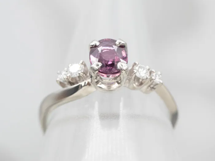 Market Square Jewelers Platinum Jabel Ruby Ring with Diamond Accents Rings