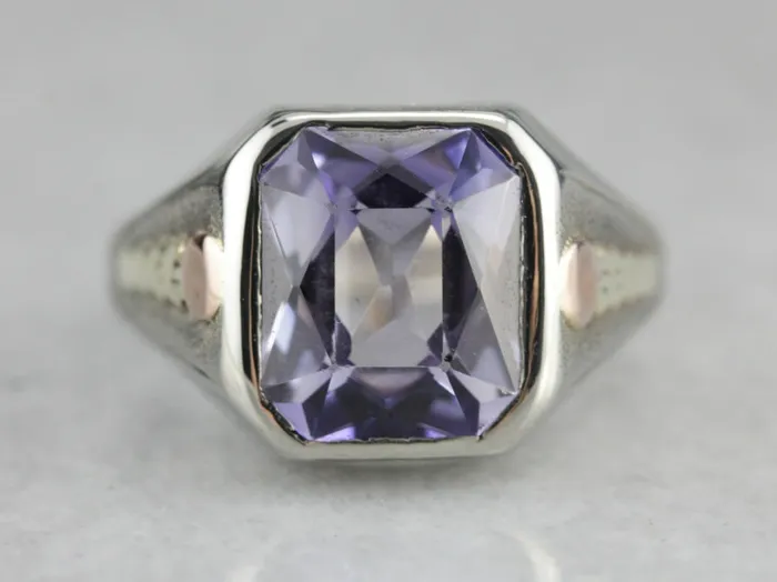 Market Square Jewelers Rings Art Deco Amethyst Glass White Gold Statement Ring Market Square Jewelers Rings Art Deco Amethyst Glass White Gold Statement Ring
