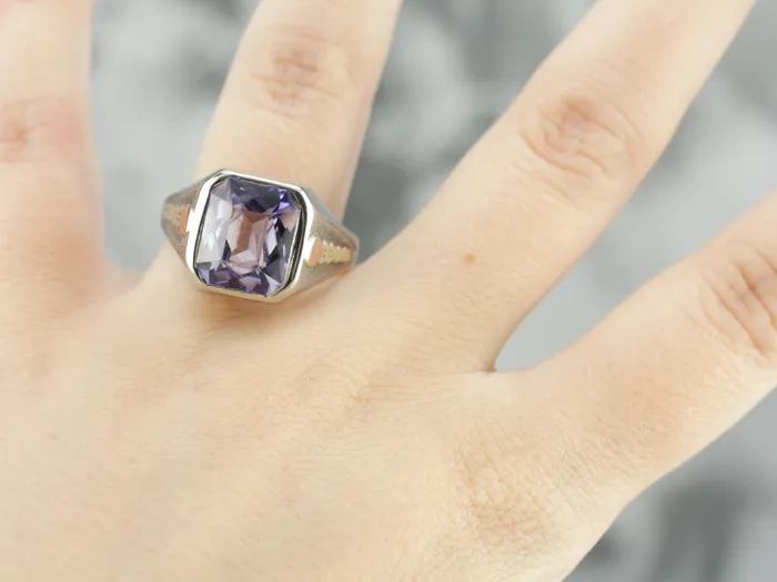 Market Square Jewelers Rings Art Deco Amethyst Glass White Gold Statement Ring Market Square Jewelers Rings Art Deco Amethyst Glass White Gold Statement Ring
