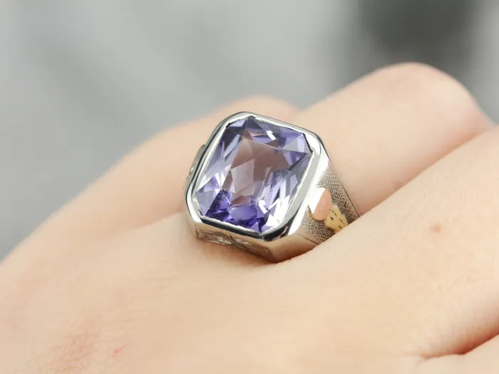 Market Square Jewelers Rings Art Deco Amethyst Glass White Gold Statement Ring Market Square Jewelers Rings Art Deco Amethyst Glass White Gold Statement Ring