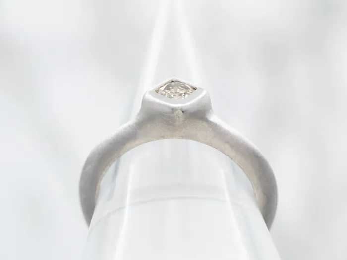Market Square Jewelers Rings Matte White Gold Bezel Set Square Cut Champagne Diamond Solitaire Ring Market Square Jewelers Rings Matte White Gold Bezel Set Square Cut Champagne Diamond Solitaire Ring