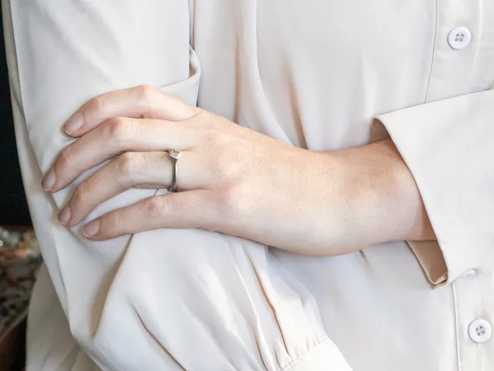 Market Square Jewelers Rings Matte White Gold Bezel Set Square Cut Champagne Diamond Solitaire Ring Market Square Jewelers Rings Matte White Gold Bezel Set Square Cut Champagne Diamond Solitaire Ring