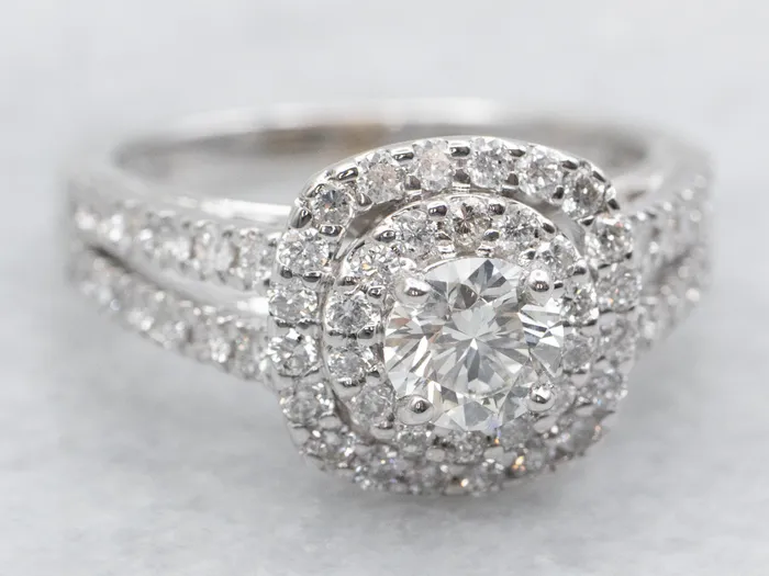 Market Square Jewelers Rings Modern GIA Diamond Double Halo Ring Engagement Ring