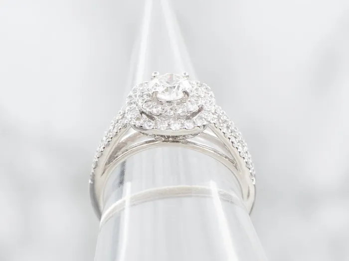 Market Square Jewelers Rings Modern GIA Diamond Double Halo Ring Engagement Ring
