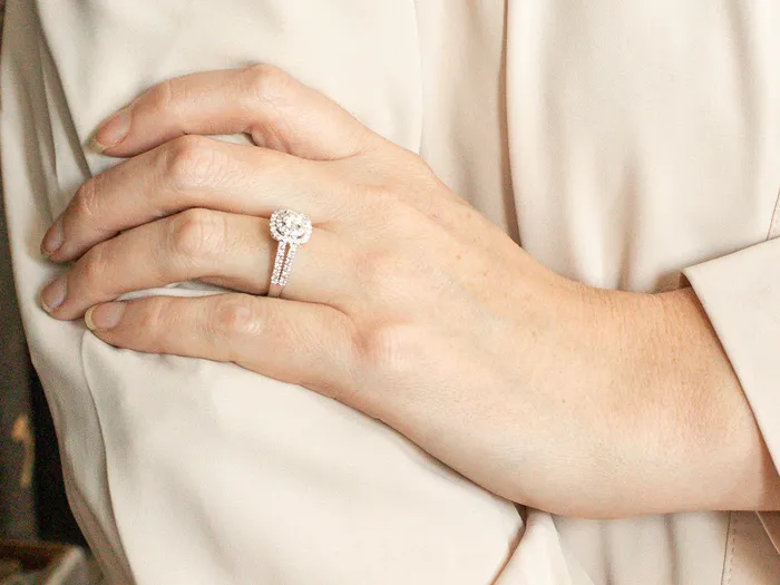Market Square Jewelers Rings Modern GIA Diamond Double Halo Ring Engagement Ring