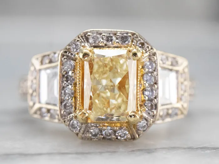 Market Square Jewelers Rings Modern Yellow GIA Certified Diamond Ring