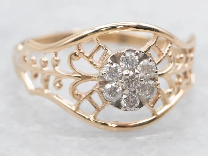 Market Square Jewelers Rings Ornate Diamond Cluster Filigree Ring