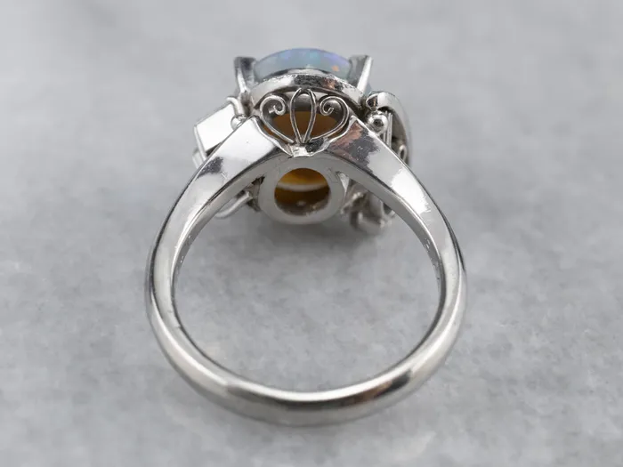 Market Square Jewelers Rings Platinum Black Opal and Diamond Cocktail Ring Market Square Jewelers Rings Platinum Black Opal and Diamond Cocktail Ring