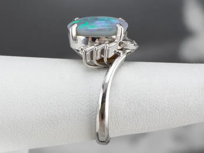 Market Square Jewelers Rings Platinum Black Opal and Diamond Cocktail Ring Market Square Jewelers Rings Platinum Black Opal and Diamond Cocktail Ring