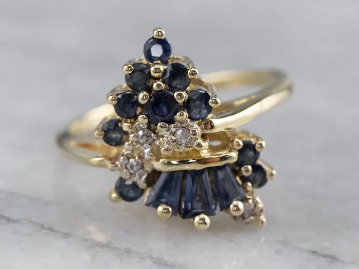 Market Square Jewelers Rings Vintage Sapphire and Diamond Cluster Ring Market Square Jewelers Rings Vintage Sapphire and Diamond Cluster Ring