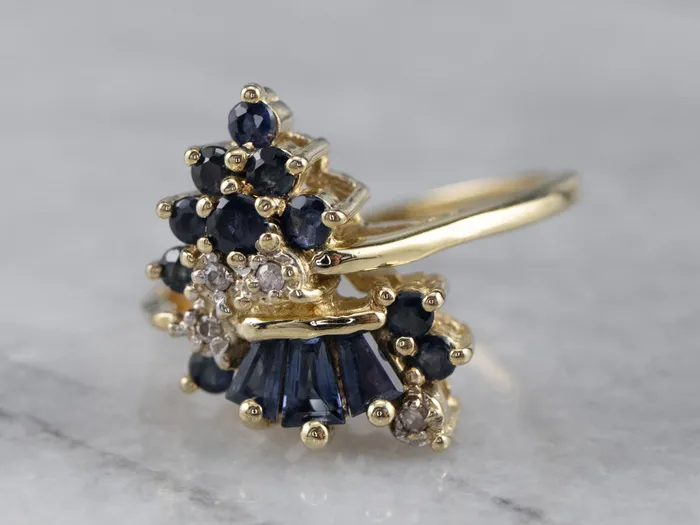 Market Square Jewelers Rings Vintage Sapphire and Diamond Cluster Ring Market Square Jewelers Rings Vintage Sapphire and Diamond Cluster Ring