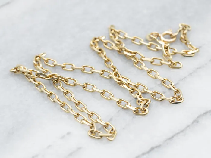 Market Square Jewelers Rings Yellow Gold Rectangle Link Chain with Spring Ring Clasp Market Square Jewelers Rings Yellow Gold Rectangle Link Chain with Spring Ring Clasp