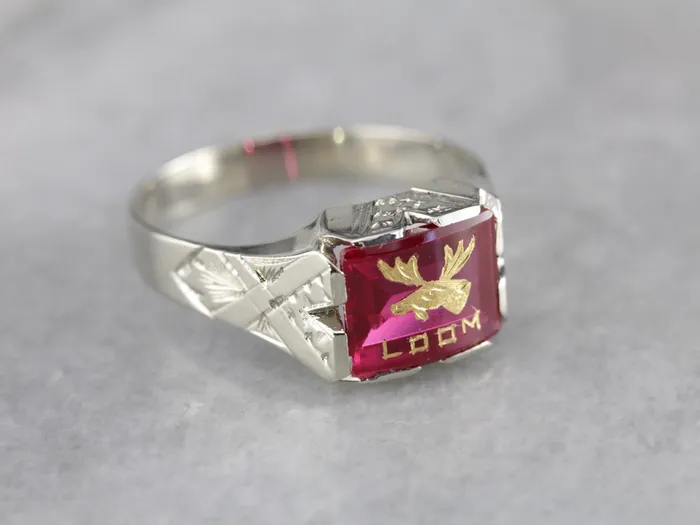 Market Square Jewelers Vintage Loyal Order of Moose Ruby Glass Fraternal Ring Rings Market Square Jewelers Vintage Loyal Order of Moose Ruby Glass Fraternal Ring Rings