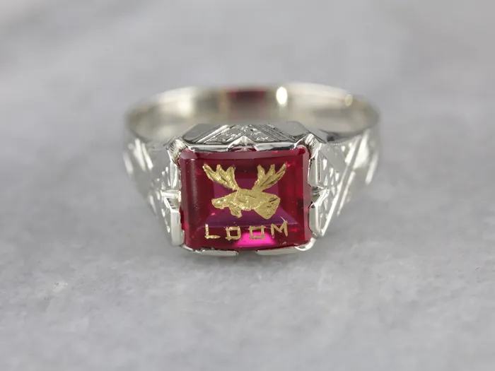Market Square Jewelers Vintage Loyal Order of Moose Ruby Glass Fraternal Ring Rings Market Square Jewelers Vintage Loyal Order of Moose Ruby Glass Fraternal Ring Rings