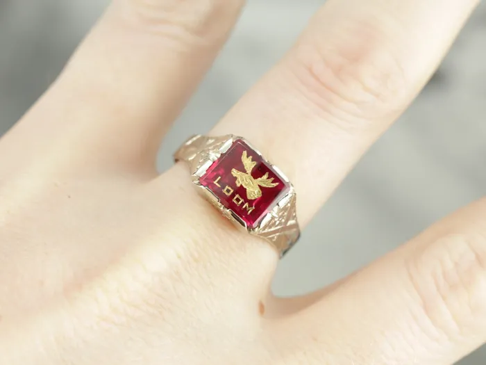 Market Square Jewelers Vintage Loyal Order of Moose Ruby Glass Fraternal Ring Rings Market Square Jewelers Vintage Loyal Order of Moose Ruby Glass Fraternal Ring Rings