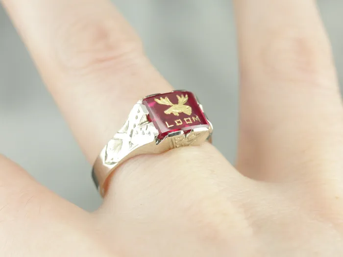Market Square Jewelers Vintage Loyal Order of Moose Ruby Glass Fraternal Ring Rings Market Square Jewelers Vintage Loyal Order of Moose Ruby Glass Fraternal Ring Rings