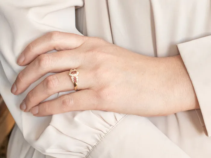 Modern Gold Ruby Ring with Diamond Halo and Shoulders Market Square Jewelers Rings Modern Gold Ruby Ring with Diamond Halo and Shoulders Market Square Jewelers Rings
