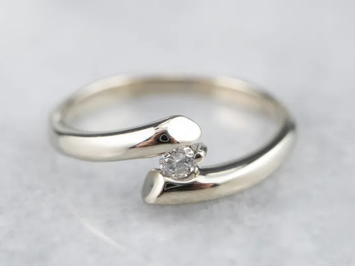 MSJ Office Rings White Gold Diamond Bypass Engagement Ring