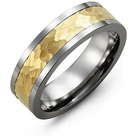 Rings 7mm Cobalt 14K Yellow Gold Ring Madani