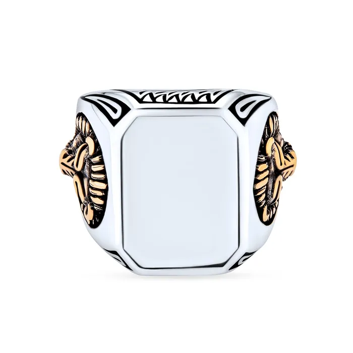 Rings BlingJewelry Wholesale Mens Silver Ring Vintage Lion Signet King of Jungle Rectangle Oxidized 925 Silver Rings BlingJewelry Wholesale Mens Silver Ring Vintage Lion Signet King of Jungle Rectangle Oxidized 925 Silver