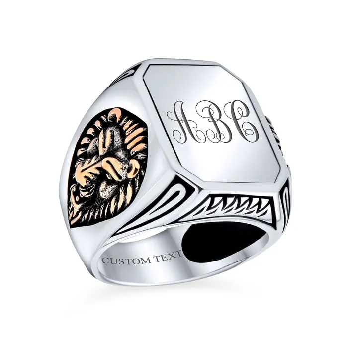 Rings BlingJewelry Wholesale Mens Silver Ring Vintage Lion Signet King of Jungle Rectangle Oxidized 925 Silver Rings BlingJewelry Wholesale Mens Silver Ring Vintage Lion Signet King of Jungle Rectangle Oxidized 925 Silver