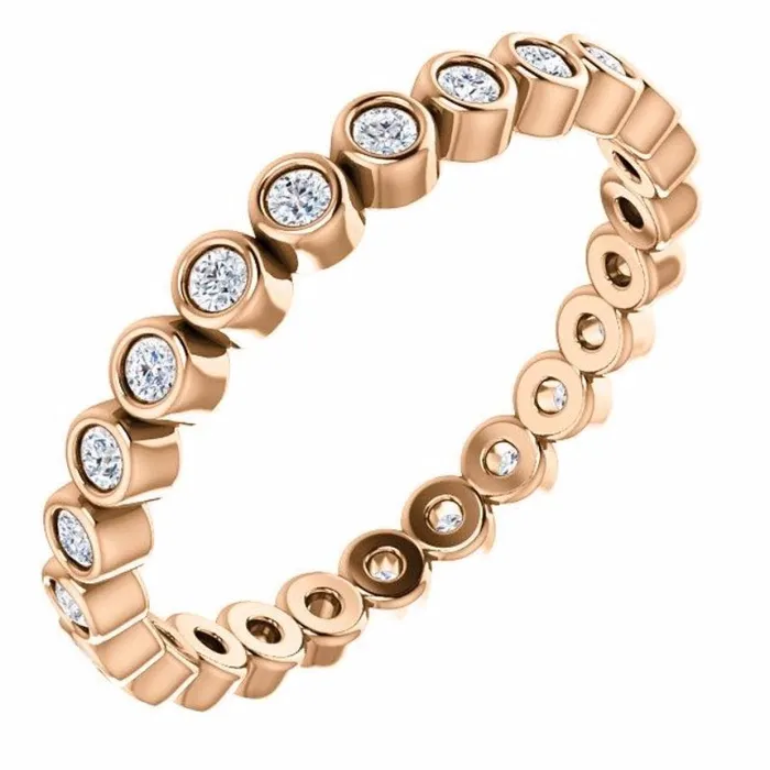 Rings Classic Creations 18kt Rose Gold 13 Carat Diamond Bezel Eternity Band