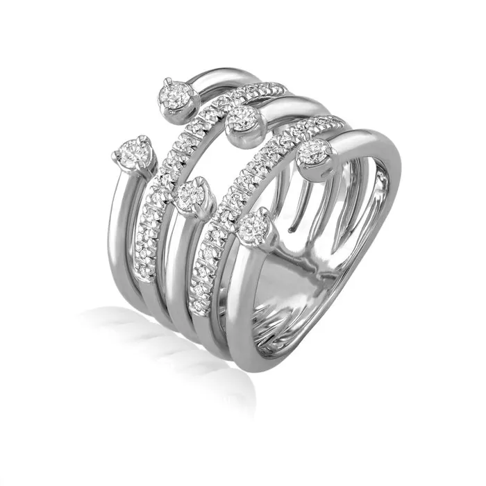 Rings Classic Creations 18kt White Gold Diamond 5 Row Ring