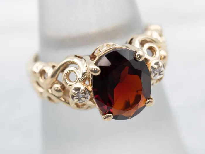 Rings Market Square Jewelers Glamorous Garnet and Diamond Ring