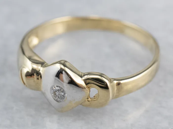 Rings Market Square Jewelers Modernist Diamond Two Tone Gold Ring
