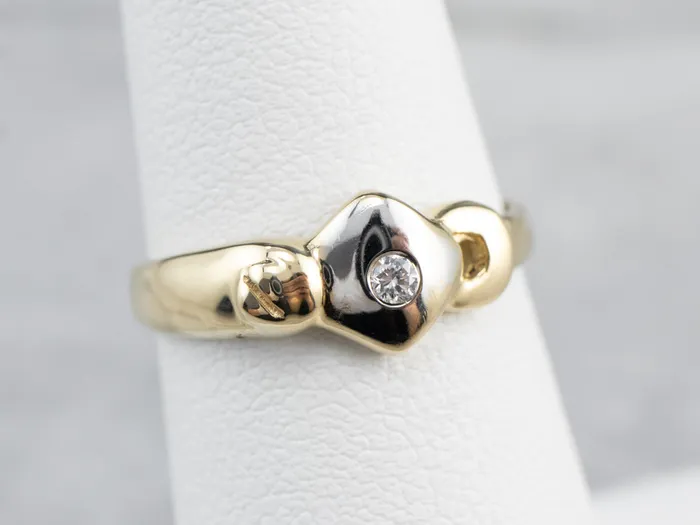Rings Market Square Jewelers Modernist Diamond Two Tone Gold Ring