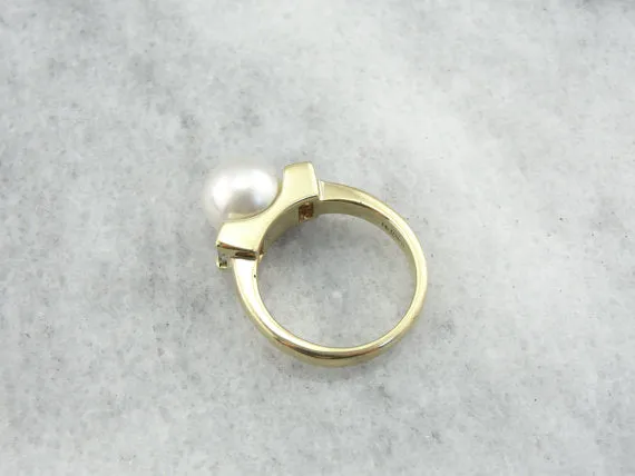 Rings Market Square Jewelers Pearl and Baguette Diamond Cocktail Ring Rings Market Square Jewelers Pearl and Baguette Diamond Cocktail Ring