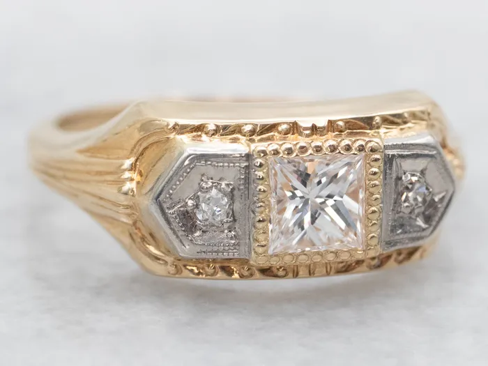 Rings Market Square Jewelers Two Tone Diamond Engagement Ring with Diamond Accents