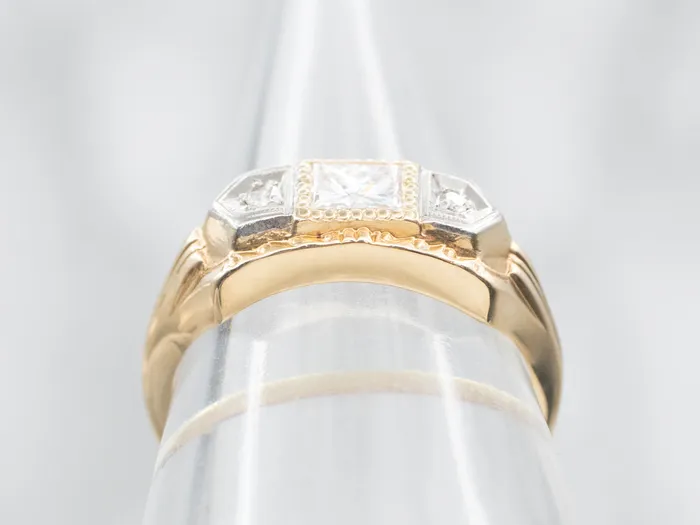 Rings Market Square Jewelers Two Tone Diamond Engagement Ring with Diamond Accents