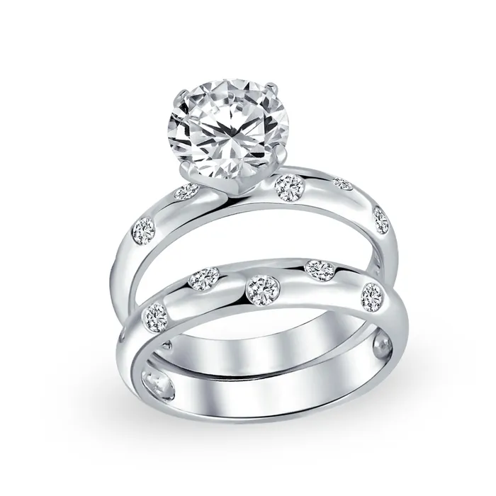 Rings Traditional Etoile Cocktail Statement Ring 2CTW CZ Engagement Wedding Band Set 14K Gold BlingJewelry Wholesale Rings Traditional Etoile Cocktail Statement Ring 2CTW CZ Engagement Wedding Band Set 14K Gold BlingJewelry Wholesale