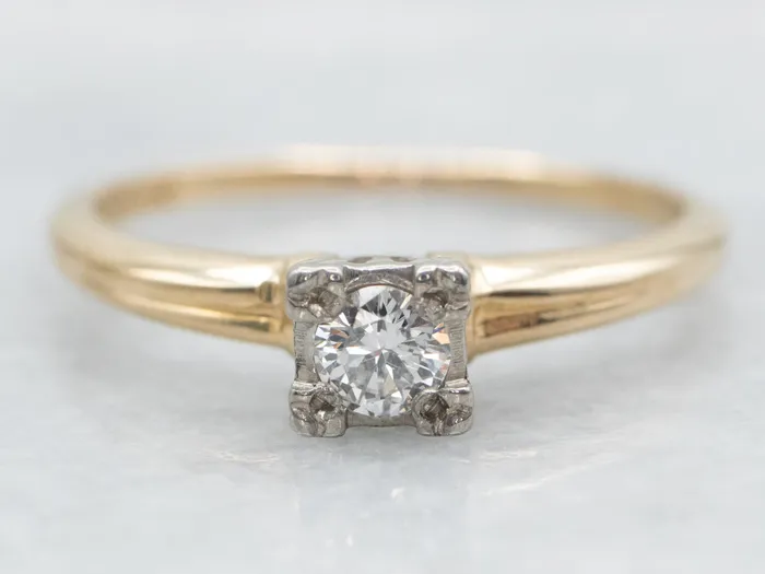 Rings Two Tone Yellow and White Gold Diamond Solitaire Engagement Ring Market Square Jewelers Rings Two Tone Yellow and White Gold Diamond Solitaire Engagement Ring Market Square Jewelers