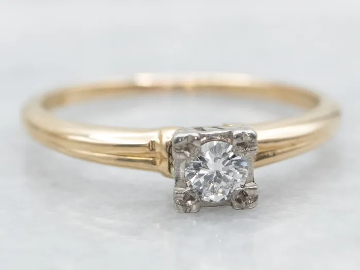 Rings Two Tone Yellow and White Gold Diamond Solitaire Engagement Ring Market Square Jewelers Rings Two Tone Yellow and White Gold Diamond Solitaire Engagement Ring Market Square Jewelers