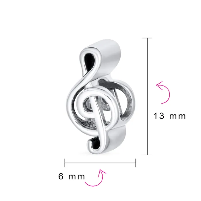 Sterling Silver G Clef Musician Charm Bead for European Bracelets BlingJewelry Wholesale Rings Sterling Silver G Clef Musician Charm Bead for European Bracelets BlingJewelry Wholesale Rings