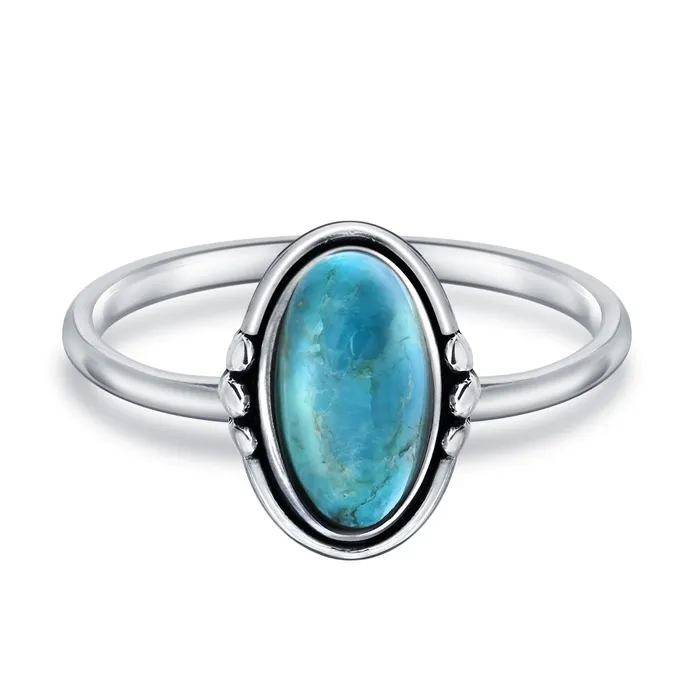 Western Boho Silver Ring with Oval Cabochon Gemstone and Thin Band BlingJewelry Wholesale Rings Western Boho Silver Ring with Oval Cabochon Gemstone and Thin Band BlingJewelry Wholesale Rings