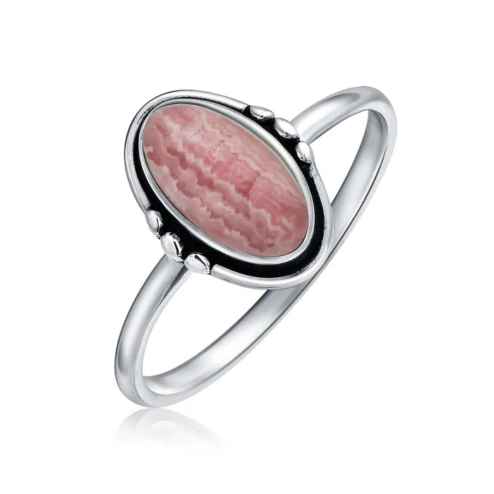 Western Boho Silver Ring with Oval Cabochon Gemstone and Thin Band BlingJewelry Wholesale Rings Western Boho Silver Ring with Oval Cabochon Gemstone and Thin Band BlingJewelry Wholesale Rings